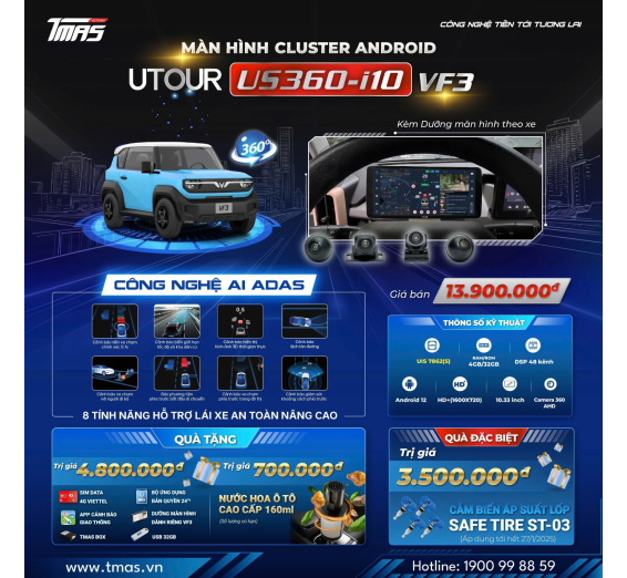 Màn hình Cluster Android AI ADAS UTOUR US – i10 VF3