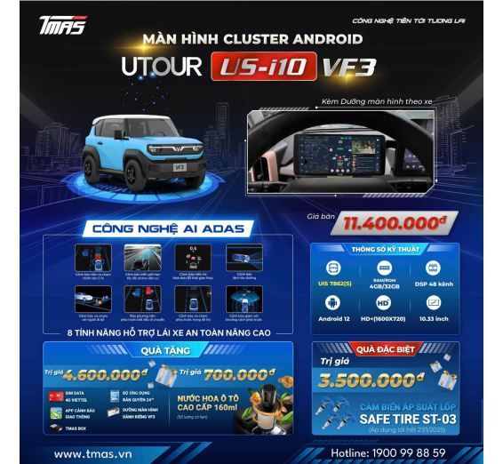 Màn hình Cluster Android AI ADAS UTOUR US – i10 VF3